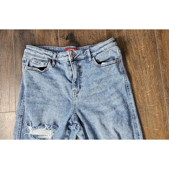 Guess jeans Sz 30‎ Gold Triangle Logo High Rise Cropped Jeans - Picture 13 of 15